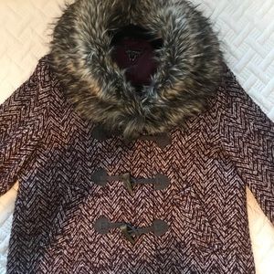 Ella moss coat with faux fur collar